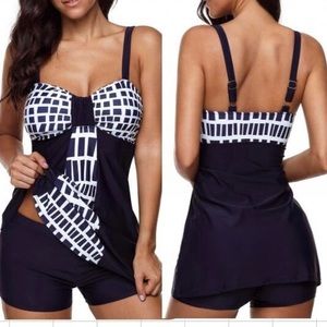 Halter retro print Tankini